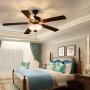 Ceiling Fan with Light 52-inch Brown 5-leaf Flush Mount Indoor Ceiling Fan Light ETL Listed for Living Room Dining Room Kitchen Restaurant,Motor Reversibly Accumulates Heat in Winter