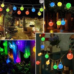 Solar String Lights Outdoor , 50LED Globe Fairy Waterproof Lights , 8 Mode 7M/24Ft Indoor/Outdoor Solar String Lights for Garden, Patio Yard, Home ,Christmas ,Parties ,Wedding (Multi-Colored)