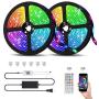 Smart RGB LED Strip Lights-32.8ft, Sensitive Built-in Mic,SMD 5050 Color Changing LEDs-App Control,Music Sync-40 Keys IR Remote Controller,DC 12V5A Power Supply.DIY TV,Bedroom, Party
