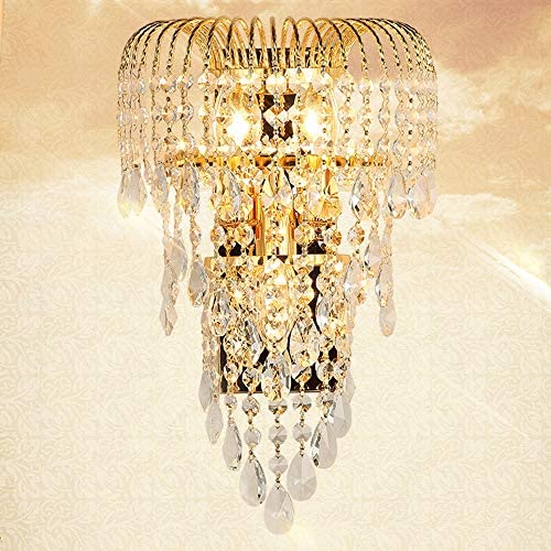 JJK - Crystal Decor Luxury K9 Crystal Wall Lamp Led Gold Living Room Bedroom Bedside Dining Room Wall Lamp European TV Wall Lamp Creates a Comfortable and Modern Ambiance