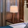 MOTINI 21'' Tripod Table Lamp Modern Besides Desk Lamp Bamboo with White Fabric Shade for Bedroom Study Livingroom End Table Light UL Listed
