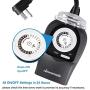 DEWENWILS Outdoor Christmas Light Timer Waterproof, 24-Hour Programmable Heavy Duty Plug in Mechanical Outlet Timer with 2 Grounded Outlets for Electrical Outlets Holiday Light,15A 1/2HP UL Listed