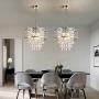 Modern Crystal Chandeliers with 4 Lights Pendant Light with Crystal Drops,Ceiling Light Fixture for Dining Room, Bedroom, Living Room (Chrome)