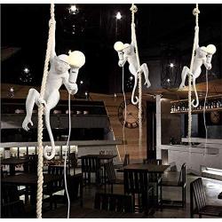 SAM Vintage Resin Hemp Rope Monkey Pendant Light Fixture Industrial Retro E14 Edison Ceiling Pendant Lamp for Dining Living Room Childrens Bedroom Bar Cafe Bar for Room