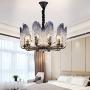 Crystal Chandelier Gradient Color Pendant Light Glass Lampshade Chandelier Modern Hanging Ceiling Light Fixture Metal Hanging Lamp for Dining Living Rooms Kitchen