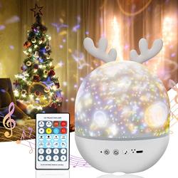 Night Light for Kids with Music, YouCoulee Star Night Light Projector 3 in 1 Nursery Lamp with Remote Control, Rechargeable and 360 Degree Rotating, Best Gift for Girls Boys Baby Birthday Party