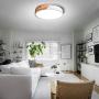 HUOKU Led Flush Mount Ceiling Light Fixture,18W Dimmable Round Wood Lighting Fixture for Kitchen, Bedroom, Living Room,Hallway and Stairwells,6500K Cool White(White)