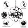 6-Light Farmhouse Chandeliers 23.6'' Industrial Pendant Lighting Metal Ceiling Light Fixture Hanging Light for Dinning Room Kitchen Island Living Room Bedroom Foyer (Black)