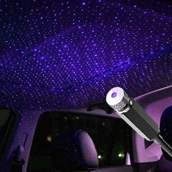 Star Projector Night Light, Booreina Adjustable USB Night Light, Violet Blue Interior Car Lights, Romantic Auto Roof Ceiling Lamp for Bedroom, Car, Ceiling and Party Decoration