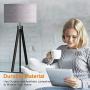 LEPOWER Wood Tripod Floor Lamp, Flaxen Lamp Shade with E26 Lamp Base, Mid Century Standing Lamp, Modern Design Studying Light for Living Room, Study Room and Bedroom(Black)
