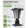 Outdoor Solar Post Lights , 3000K Solar Power LED Exterior Post Lantern with 3-Inch Pier Mount Base (Warm Light)