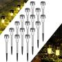 Solpex 16 Pack Solar Lights Outdoor Pathway ,Solar Walkway Lights Outdoor,Garden Led Lights for Landscape/ Patio/Lawn/Yard/Driveway-Warm White (Stainless Steel)