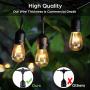 2-Pack 96FT Outdoor String Lights with Dimmable 11W Edison Vintage Bulbs, Waterproof Commercial Grade Patio Hanging Lights for Cafe Pergola Backyard Bistro Wedding, 2700K Warm White, Black 48FT/String