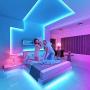 REYSURPIUS LED Strip Lights 32.8ft(300 LEDs),Bluetooth Music Sync Mic Controller,Mobile APP Can Control,(2 roll 16.4ft) Double-Sided Copper Plate 5050RGB Color Changing Light Strip for Bedroom, Home