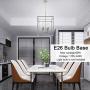 VINLUZ 4 Light Industrial Kitchen Pendant Light in Chrome Finish Lantern Iron Indoor Chandelier Ceiling Lighting Fixture for Stairway Living Room