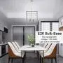 VINLUZ 4 Light Industrial Kitchen Pendant Light in Chrome Finish Lantern Iron Indoor Chandelier Ceiling Lighting Fixture for Stairway Living Room