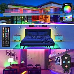 50 Feet Led Strip Lights , Gusodor Smart Led Lights for Bedroom Music Sync Rope Lights Flexible DIY Led Light Strips Color Changing with 40 Key Remote App Control Tape Led Light for Party Home