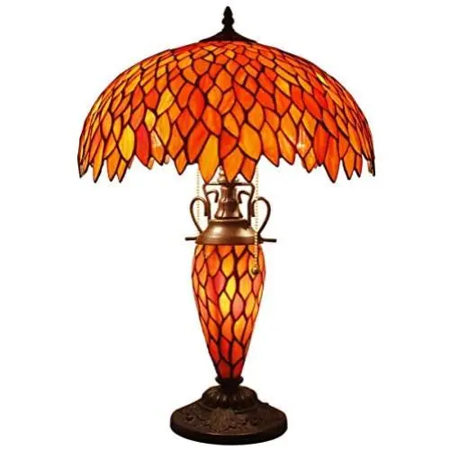 Tiffany Style Table Lamp W16H24 Inch Red Stained Glass Wisteria Lampshade Antique Night Lighting Base S523R WERFACTORY Lamps Lover Living Room Bedroom Office Study Reading Desk Nightstand Art Gifts Tiffany Style Table Lamp W16H24 Inch Red Stained Glass Wisteria Lampshade Antique Night Lighting Base S523R WERFACTORY Lamps Lover Living Room Bedroom Office Study Reading Desk Nightstand Art Gifts