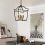 Riomasee 4 Lights Lantern Chandelier Black Farmhouse Chandelier Foyer Pendant Light fixtures for Entryway,Hallway,Dining,Living Room