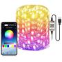 Abtong LED Fairy Lights USB Powered Fairy String Lights 10M 32.8ft RGB LED String Lights APP Sync Music Starry Light Bluetooth Twinkle Light Plug in Color Changing Wire String Light for Bedroom Patio