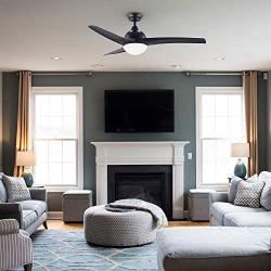 CO-Z 52 Modern Ceiling Fan with Lights and Remote in Black Finish, Contemporary Ceiling Fans with LED Light for Bedroom, Living Room, Kitchen, Industrial Ceiling Fan with 3 ABS Blades Reversible