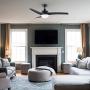 CO-Z 52 Modern Ceiling Fan with Lights and Remote in Black Finish, Contemporary Ceiling Fans with LED Light for Bedroom, Living Room, Kitchen, Industrial Ceiling Fan with 3 ABS Blades Reversible