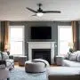 CO-Z 52 Modern Ceiling Fan with Lights and Remote in Black Finish, Contemporary Ceiling Fans with LED Light for Bedroom, Living Room, Kitchen, Industrial Ceiling Fan with 3 ABS Blades Reversible