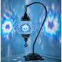 New BOSPHORUS Stunning Handmade Swan Neck Turkish Moroccan Mosaic Glass Table Desk Bedside Lamp Light with Bronze Base (Blue)