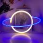 Neon Signs Blue White Galaxy Planet Neon Lights Signs Battery and USB Powered Wall Art LED Indoor Decorative Night Lights for Bedroom Kids Toys Gifts