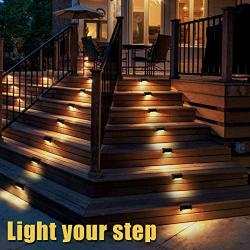 GIGALUMI 12 Pcs Solar Deck Lights, Bronze Finished Waterproof Led Solar Lamp for Outdoor Pathway, Yard, Patio, Stairs, Step and Fences. (Warm White)