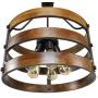 PUZHI HOME Farmhouse Chandeliers 5 Lights Kitchen Island Pendant Lighting Fixture Circular Wood Chandeliers Industrial Metal Retro Pendant Lights for Dining Room Kitchen