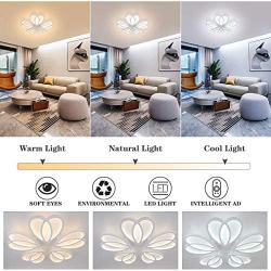 Modern Ceiling Light ,Ganeed 80W Dimmable LED Ceiling Lamp with Remote Control,Modern Flower Shape Flush Mount Lighting Fixture,LED Chandelier for Bedroom Dining Room Kitchen,3 Color Changeable