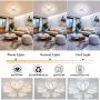 Modern Ceiling Light ,Ganeed 80W Dimmable LED Ceiling Lamp with Remote Control,Modern Flower Shape Flush Mount Lighting Fixture,LED Chandelier for Bedroom Dining Room Kitchen,3 Color Changeable