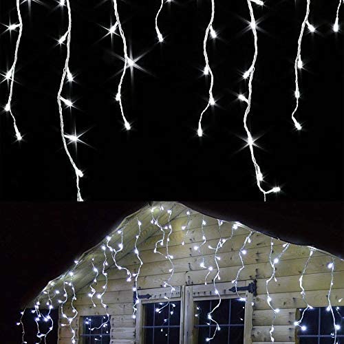 LED Icicle Lights Christmas Lights,49.2Ft 600 LEDs with 120 Drops Waterproof Fairy String Lights Plug in Outdoor Indoor Bedroom Patio Yard Garden Wedding Party Holiday Wall Decoration(Cool White)