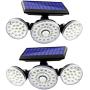 Solar Lights Outdoor Wireless Solar Motion Sensor Lights 3 Adjustable Heads 360° Wide Angle Illumination IP65 Waterproof Induction Security LED Flood Light for Yard Garage Entryway Front Door, 2 Pack