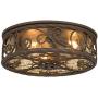 Casa Seville Rustic Outdoor Ceiling Light Fixture Dark Walnut Iron Scroll 12'' Champagne Water Glass Damp Rated for Exterior House Porch Patio Deck - John Timberland