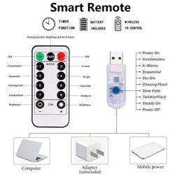 JTBHOIK Window Curtain String Lights, 300 LED 8 Lighting Modes Fairy Lights Remote Control USB Powered, Waterproof Lights for Chrismas Bedroom Party Wedding Home Garden Wall Outdoor Indoor Warm White