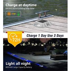 Solar Dock Light Driveway Lights Outdoor， APONUO Solar Deck Lights 8packs Pathway Lights Led Step Waterproof Outdoor Warning Step Lights for Driveway Garden Pathway Step (White) (Blue)