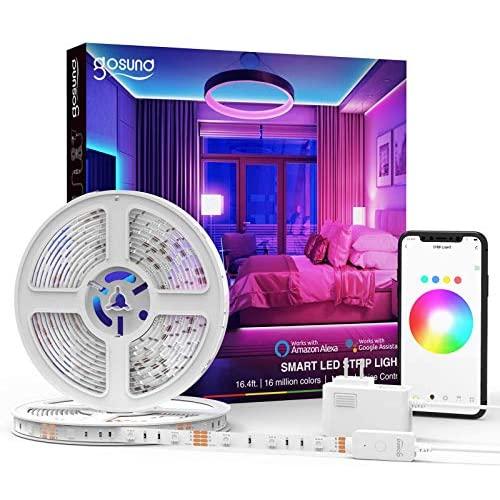 Gosund Smart LED Strip Lights Works with Alexa and Google Home, 32.8feet Smart Tape Light, APP Control, Sync with Music, 5050 RGB Color Changing Lights for Bedroom, TV, Kitchen, Bar, Party