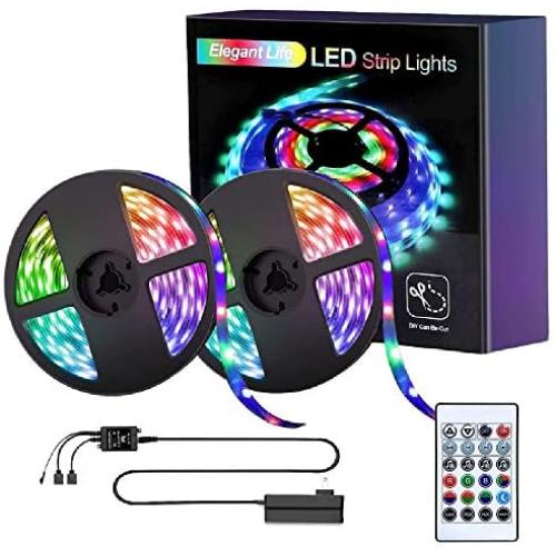 Elegant Life LED 10m Strip Lights, Light Strip 32.8ft RGB SMD 3528 LED Rope Lights, IR Remote Control Wireless Controlled, Power Supply Led Lights for Bedroom Home Kitchen Decoration(2X16.4ft) Elegant Life LED 10m Strip Lights, Light Strip 32.8ft RGB SMD 3528 LED Rope Lights, IR Remote Control Wireless Controlled, Power Supply Led Lights for Bedroom Home Kitchen Decoration(2X16.4ft)