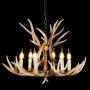 HUITICO Antler Chandelier 6 Light Vintage Style Resin 28'' Large Faux Chandeliers American Countryside Deer Horn Lamps for Living Room, Bar, Cafe, Kitchen, Dining Room