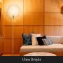 Brightech Eclipse Modern LED Torchiere Floor Lamp - Very High Brightness, Indoor Lamp - Living Room Standing Light - Alternative to Halogen - Built in Touch Dimmer - Silver