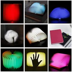 Veesee 8 Colors Folding Book Lamp,Rechargeable Book-Shaped Birthday Light,Creative Night Light Beside Bed,Desk Table Living Room Bedroom Lamps, Gift (Meired 8.5x6.30.9in