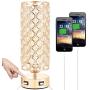 Touch Control USB Crystal Small Lamp, Dimmable Nightstand Lamp with Dual USB Port, 3-Way Gold Crystal Lamp with Bulb, Bedside Desk Light for Bedroom Living Room Entryway Home Office(Bulb Included)