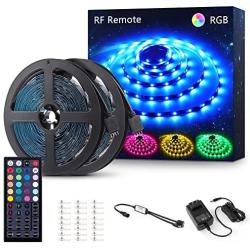 Novostella 40ft RGB LED Strip Light kit, Flexible Color Changing 360 Units SMD 5050 LEDs, 12V LED Tape with 44 Key RF Remote, Dimmable LED Ribbon for Home Lighting Kitchen Bar,UL Listed Power Supply