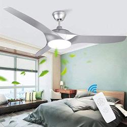 Depuley 52-Inch Flush Mount Ceiling Fan Light with Remote Control, Low Profile 3 Reversible Blades Fan Light Fixture for Living Room/Dining Room/Bedroom, 3000K-6000K Changeable, Nickel