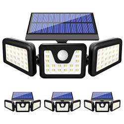 ZHUPIG Solar Lights Outdoor, 800LM Solar Motion Sensor Lights Outdoor, 3 Adjustable Heads, 360° Wide Angle Illumination, IP65 Waterproof, Security LED Flood Light (4Pack)