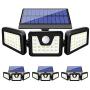 ZHUPIG Solar Lights Outdoor, 800LM Solar Motion Sensor Lights Outdoor, 3 Adjustable Heads, 360° Wide Angle Illumination, IP65 Waterproof, Security LED Flood Light (4Pack)