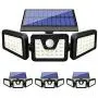 ZHUPIG Solar Lights Outdoor, 800LM Solar Motion Sensor Lights Outdoor, 3 Adjustable Heads, 360° Wide Angle Illumination, IP65 Waterproof, Security LED Flood Light (4Pack)