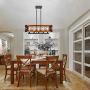 KOSTOMO Wood Kitchen Island Lighting Farmhouse Pendant Dining Room Chandelier Hanging Fixture Ceiling Light 5 E26 Lights